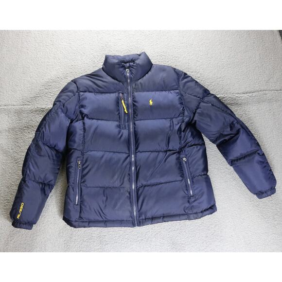 Polo Ralph Lauren Puffer Jacket Mens L Blue RL250 Down Coat Vintage - Picture 1 of 15